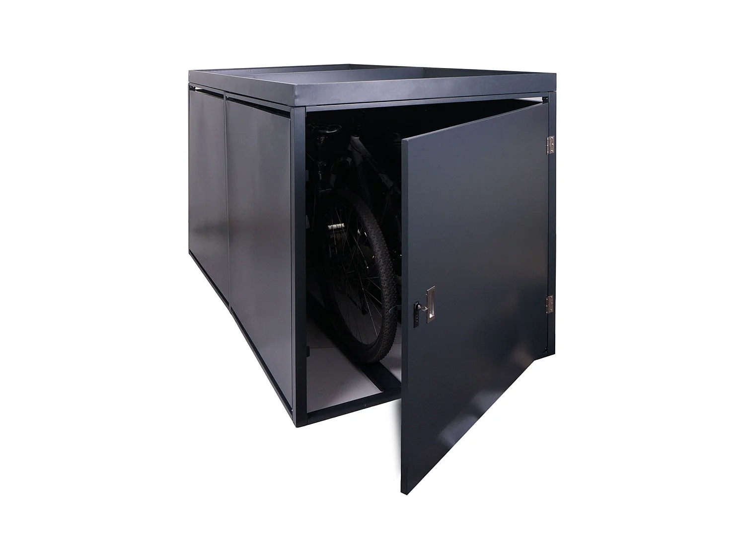 Garage armadio per 2 biciclette con serratura e fioriera MCW-L56b ferro acciaio zincato 125x113x208cm antracite