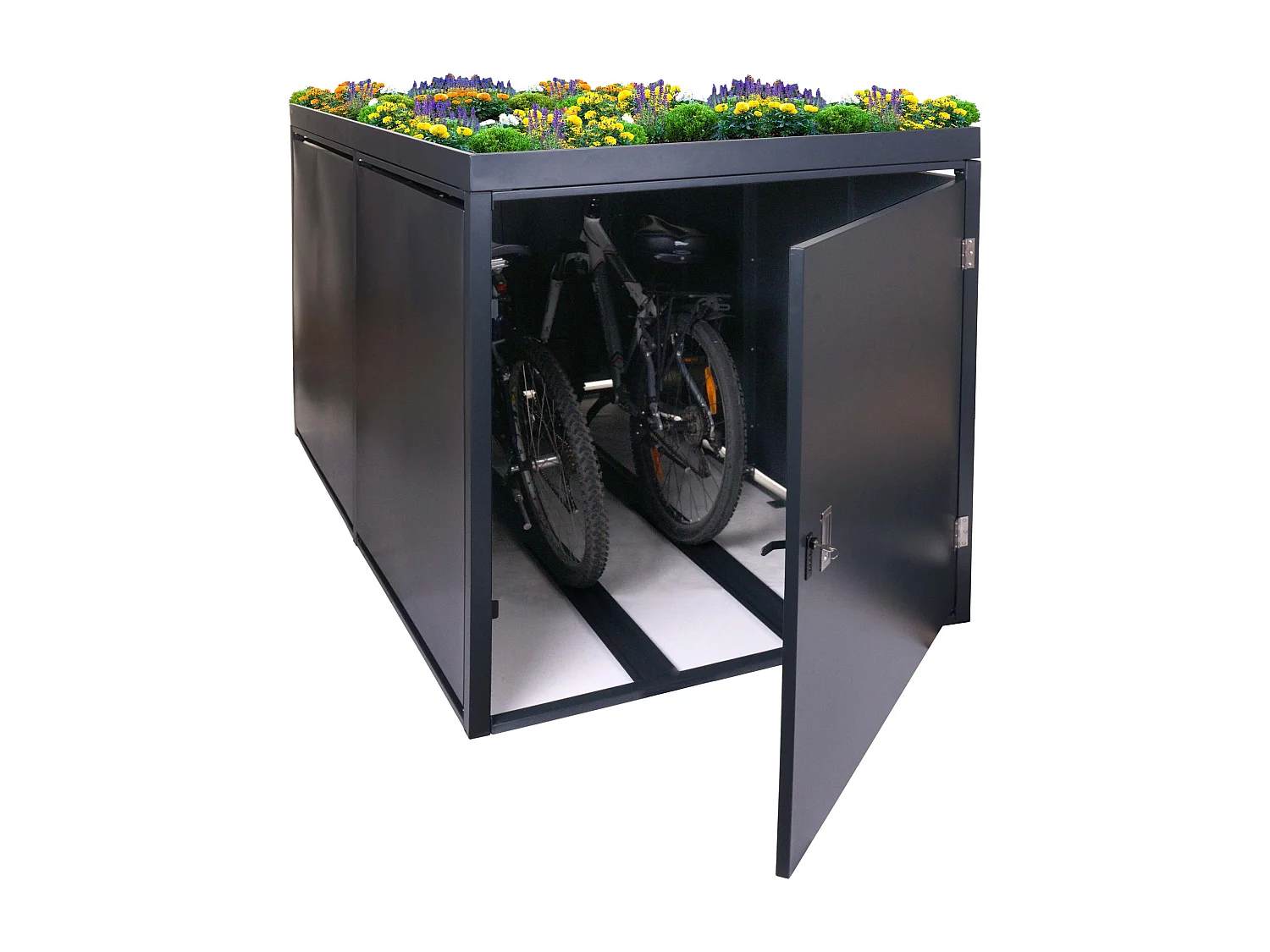 Garage voor 2 fietsen Plantenbak MCW-L56b,  antraciet