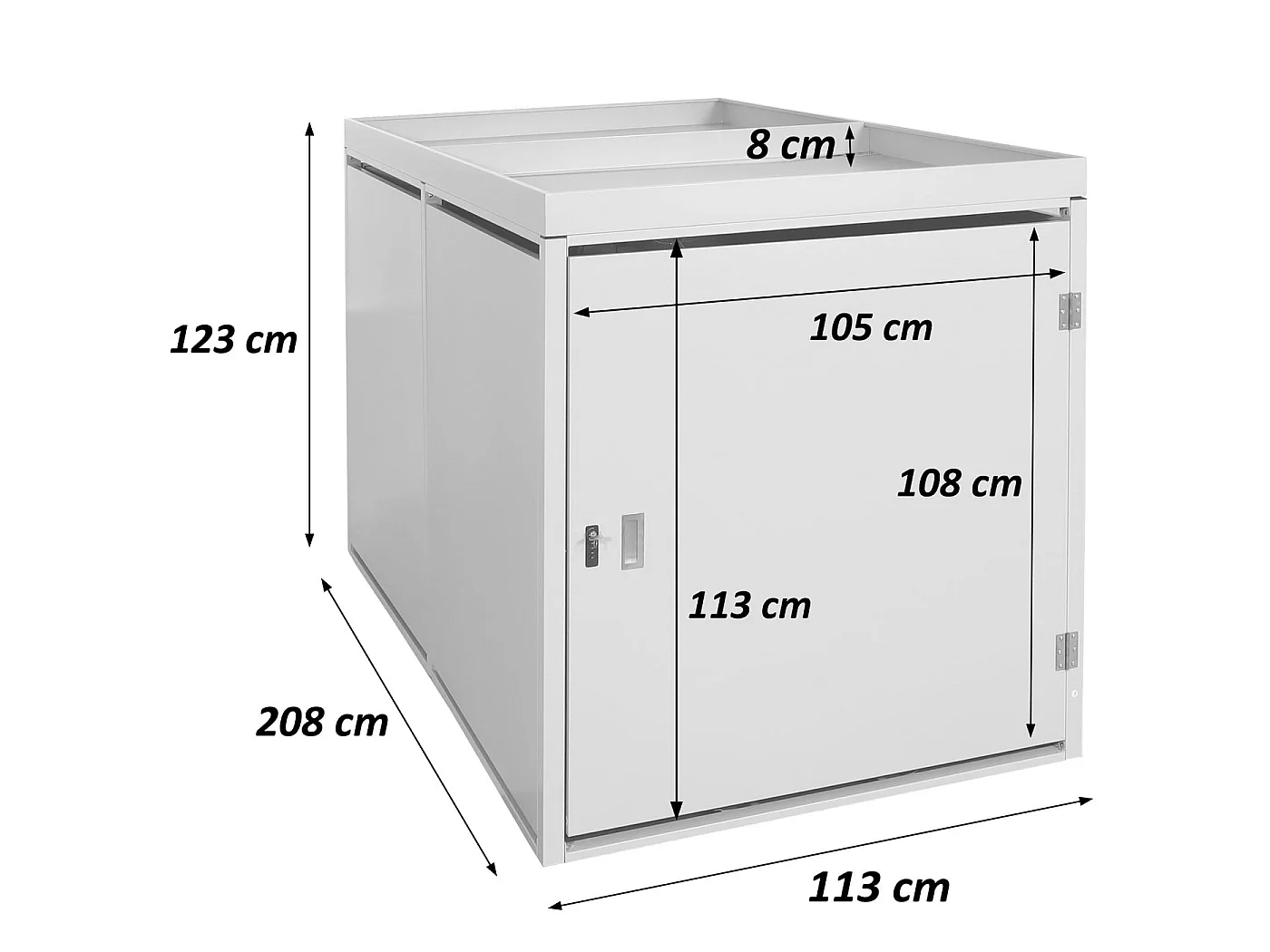 MCW-L56b 2-bike garage with planter,  light grey