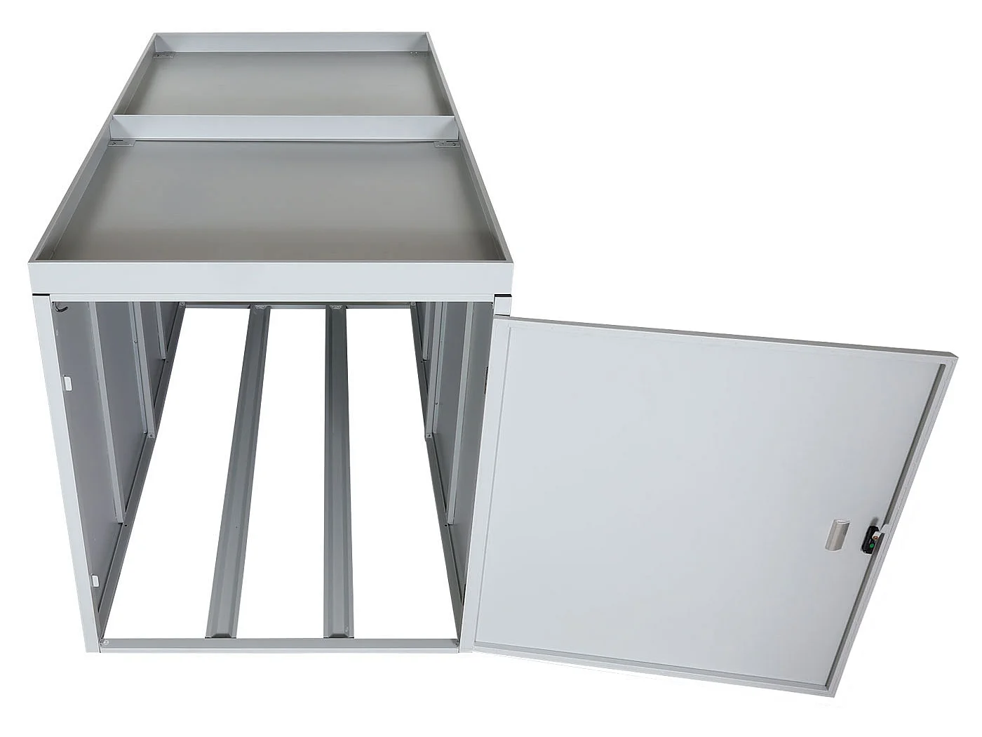 MCW-L56b 2-bike garage with planter,  light grey