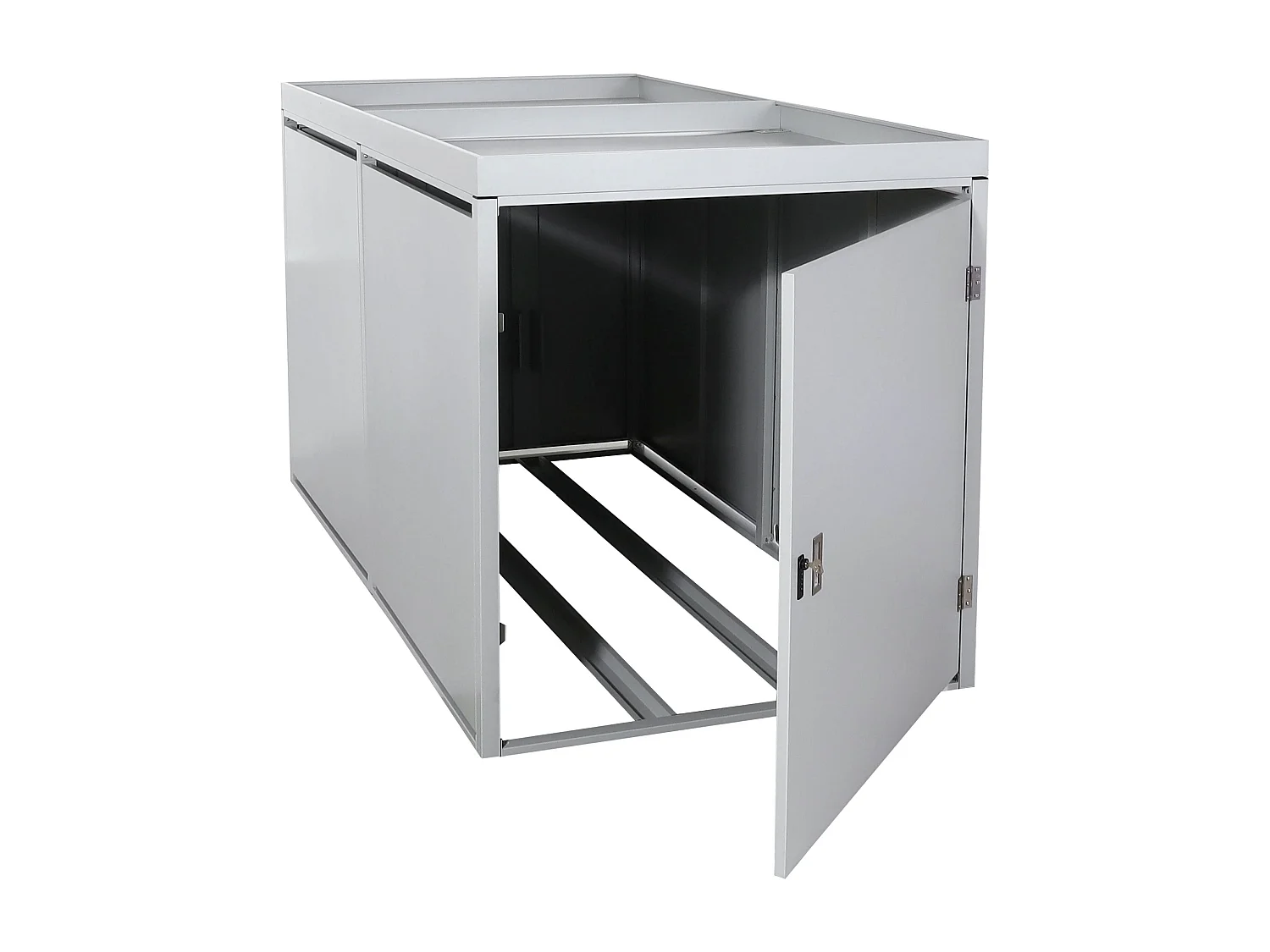MCW-L56b 2-bike garage with planter,  light grey