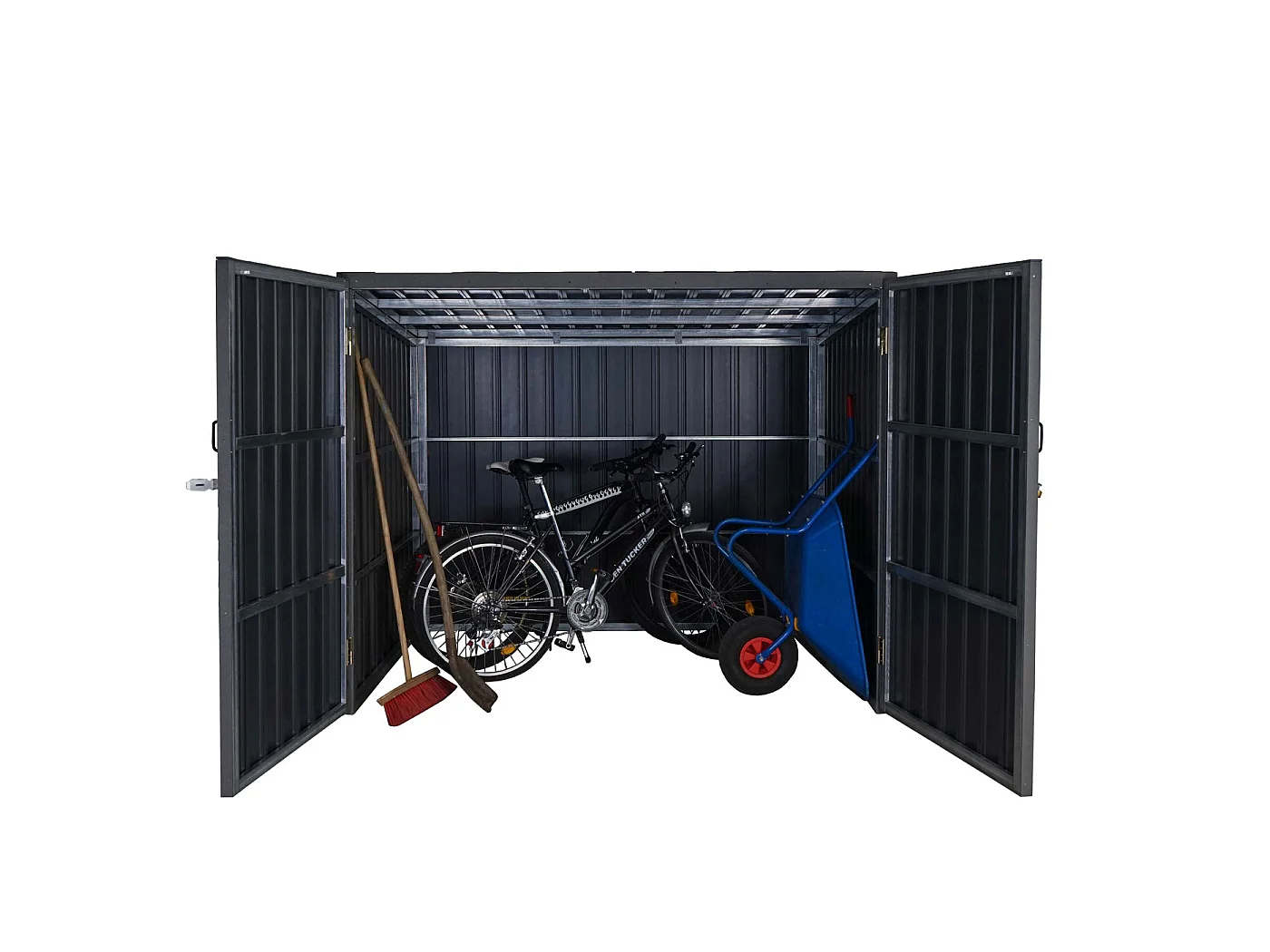 Garage armadio per biciclette serratura MCW-J29 acciaio ~ 2 bici 172x213x112cm antracite