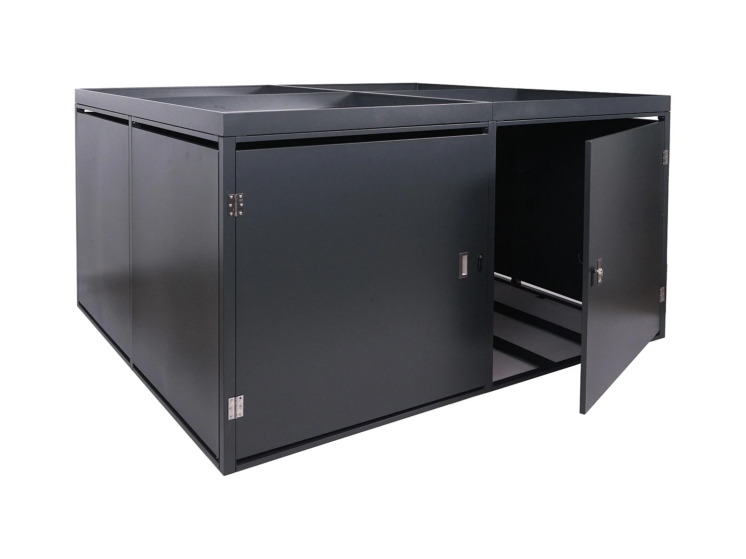 Garage armadio per 4 biciclette con serratura e fioriera MCW-L56b ferro acciaio zincato 126x220x210cm antracite