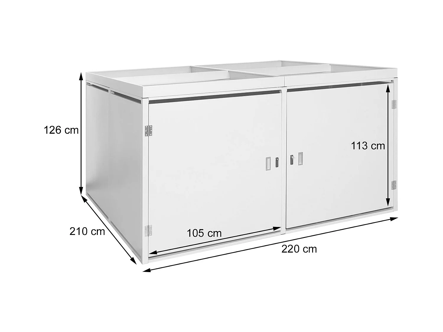 Garage armadio per 4 biciclette con serratura e fioriera MCW-L56b ferro acciaio zincato 126x220x210cm antracite