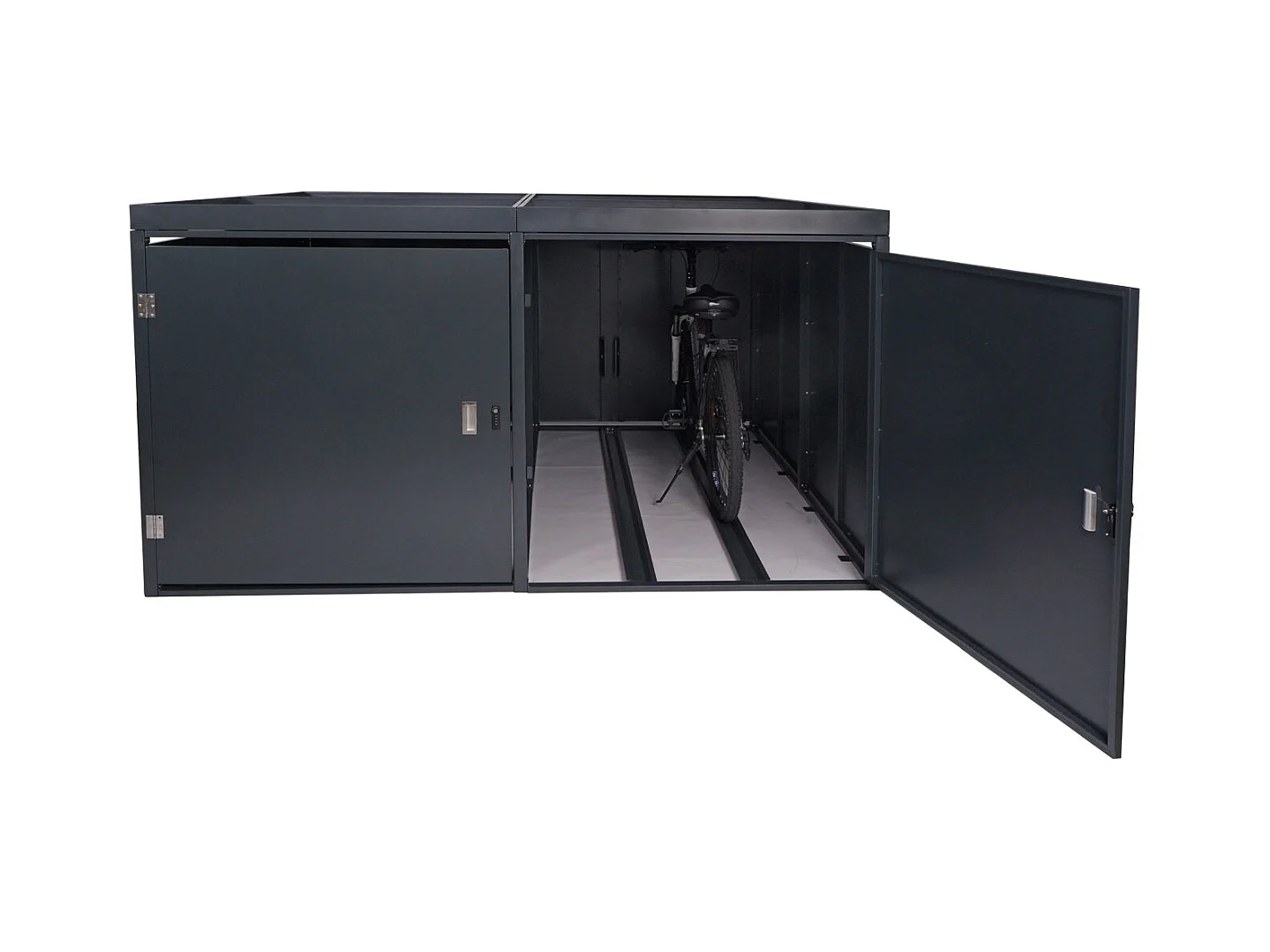 Garage armadio per 4 biciclette con serratura e fioriera MCW-L56b ferro acciaio zincato 126x220x210cm antracite