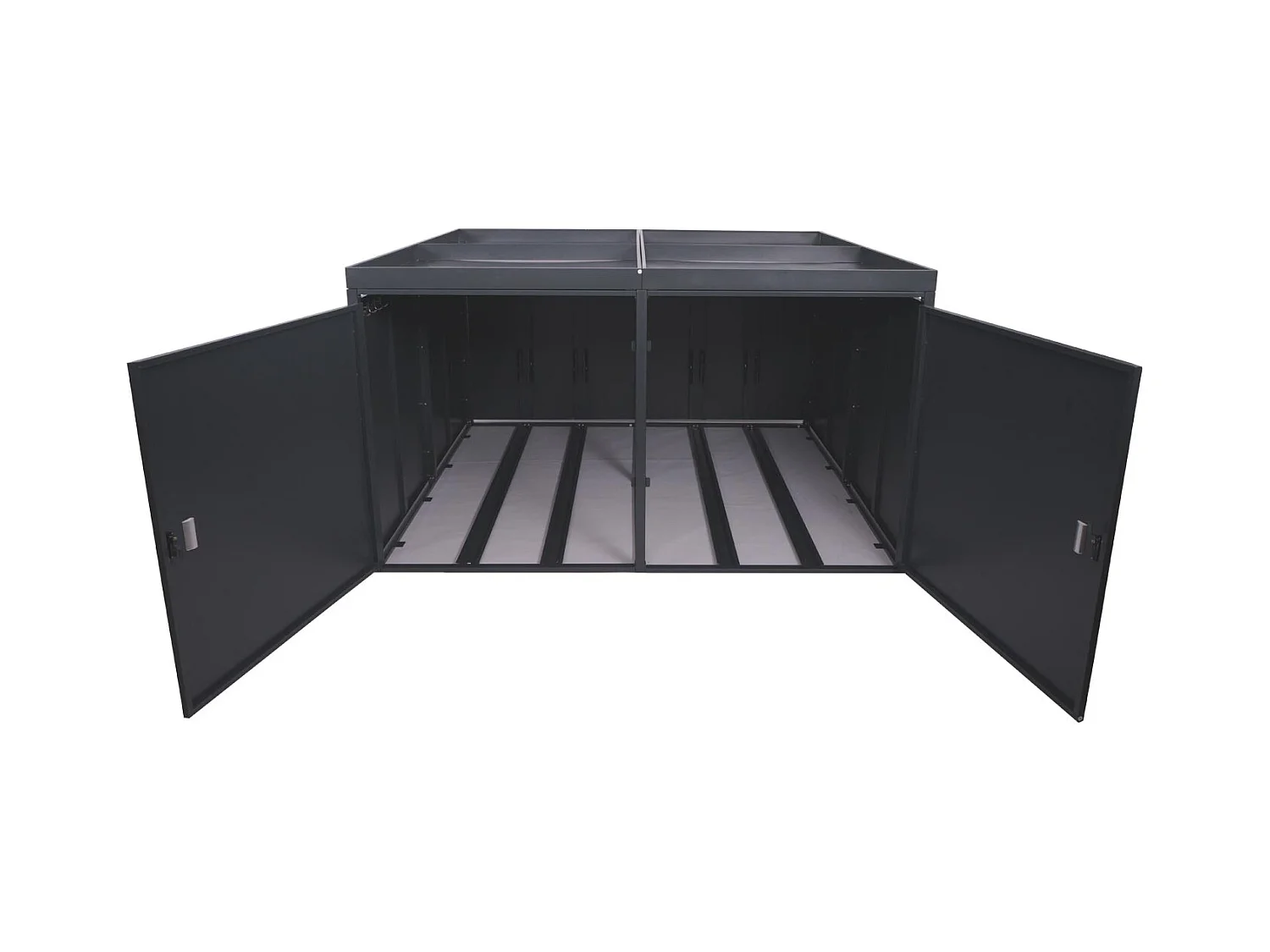 Garage armadio per 4 biciclette con serratura e fioriera MCW-L56b ferro acciaio zincato 126x220x210cm antracite