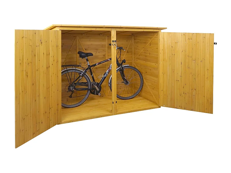 Garage armadio biciclette con serratura MCW-H60 legno box singolo 100x200x152cm legno chiaro