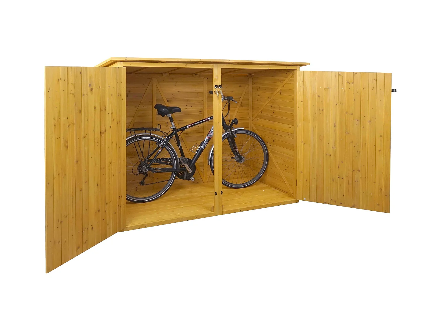 Garage armadio biciclette con serratura MCW-H60 legno box singolo 100x200x152cm legno chiaro