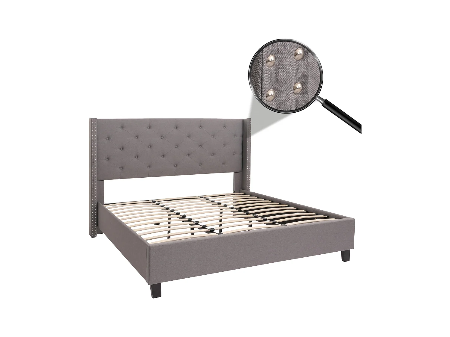 Gestoffeerd bed MCW-N59,  grijs