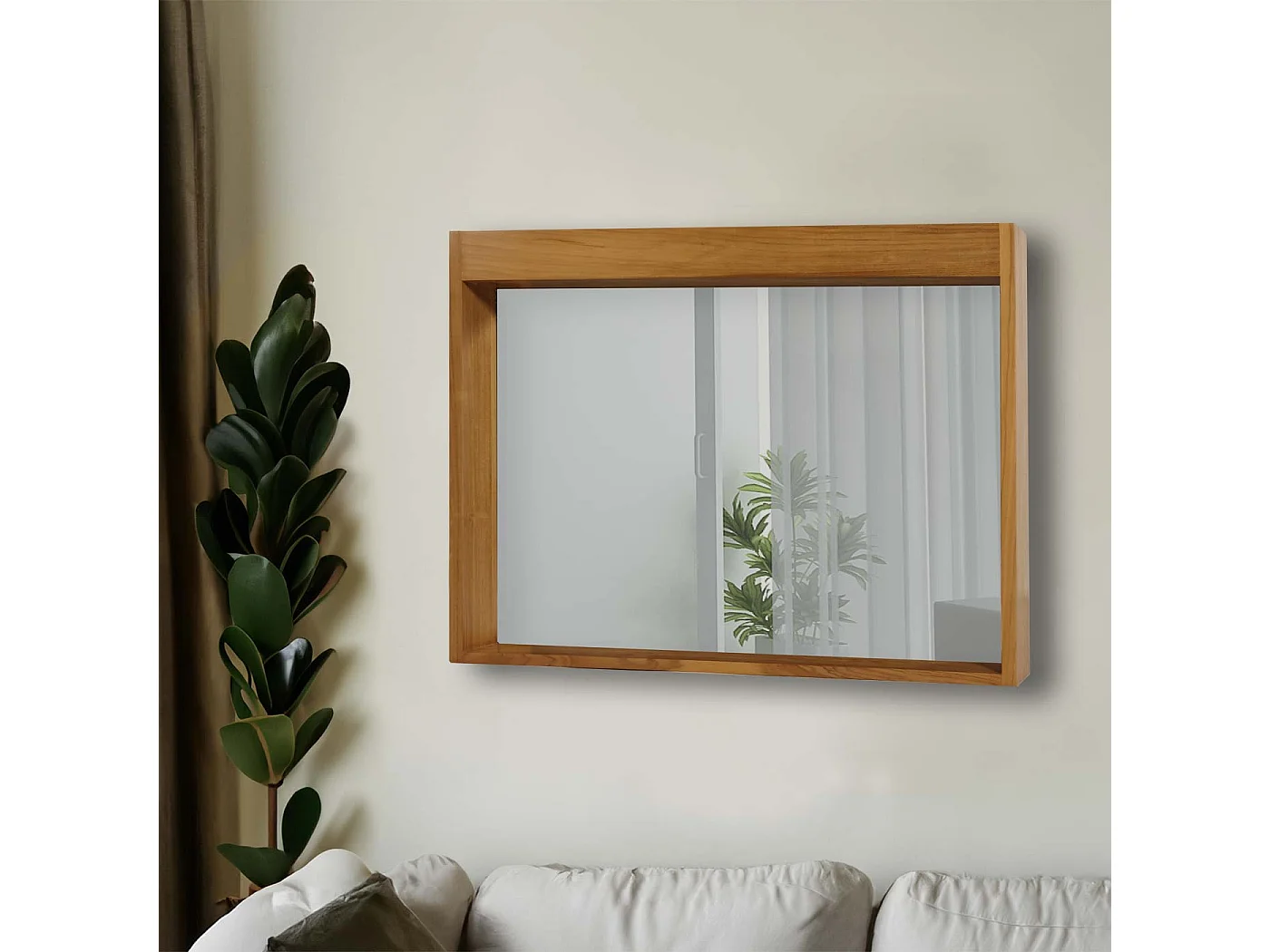 Espejo de pared de teca MCW-M75