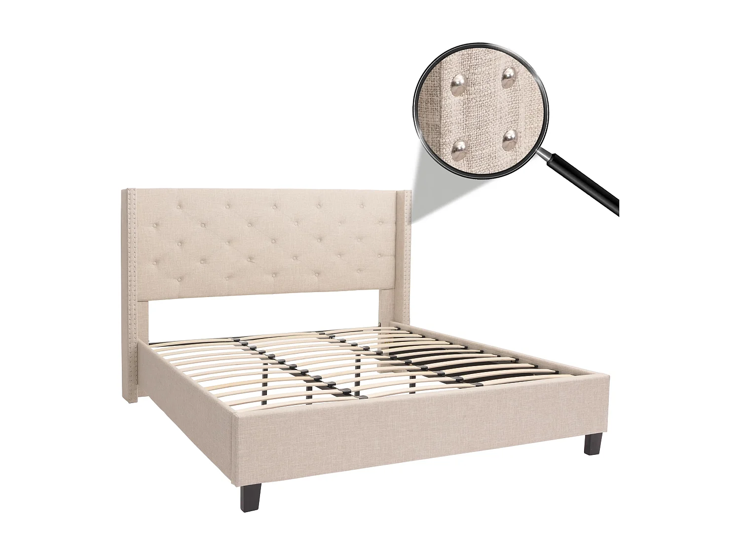 Polsterbett MCW-N59, Creme-beige