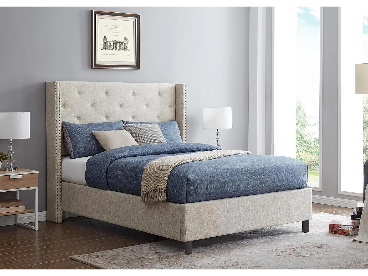 Polsterbett MCW-N59, Creme-beige