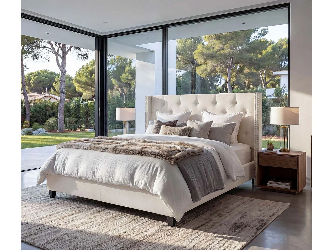 Polsterbett MCW-N59, Creme-beige