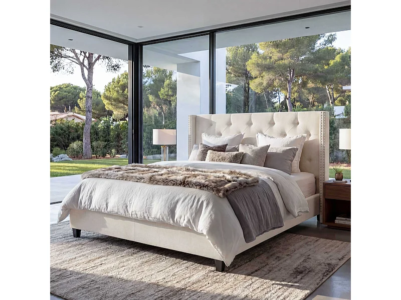 Polsterbett MCW-N59, Creme-beige