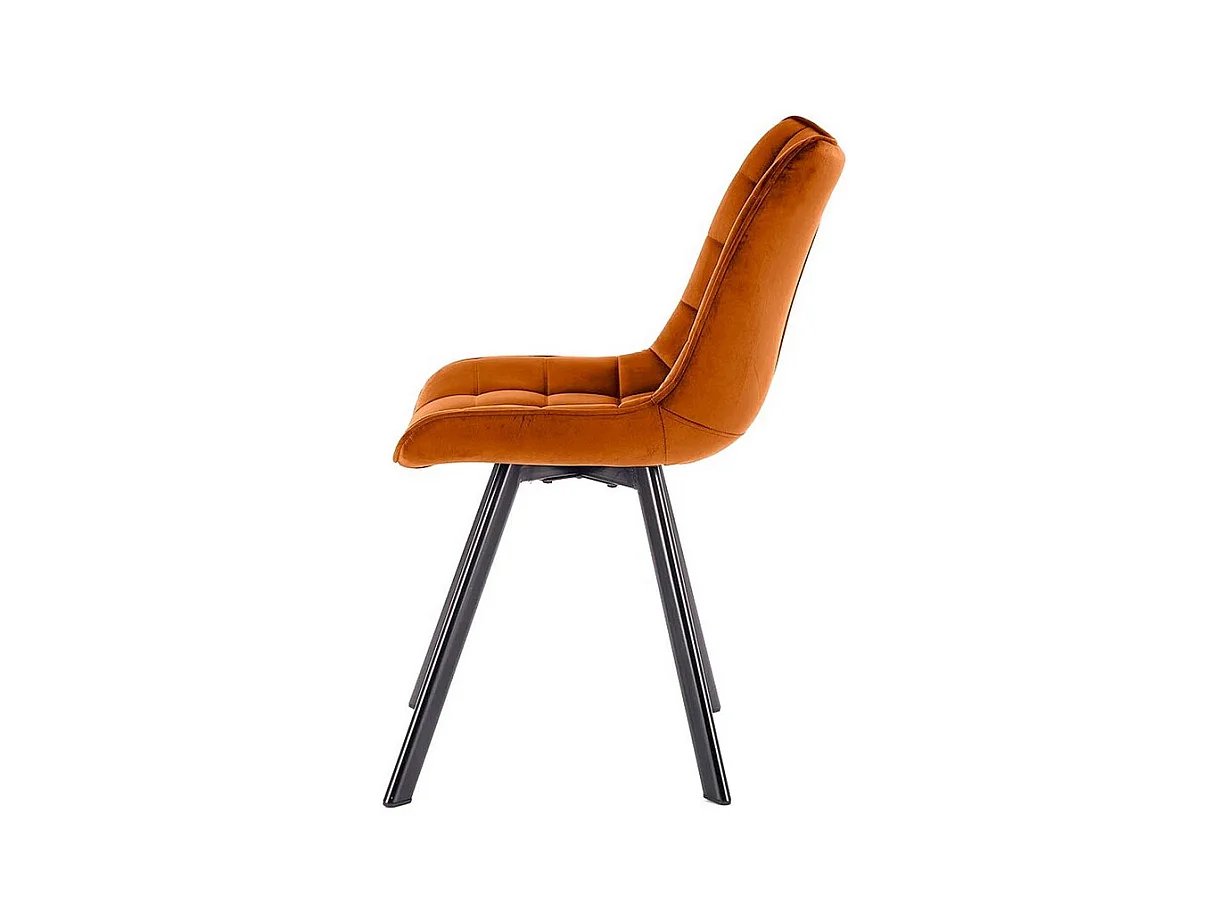 Chaise design en tissu couleur cannelle avec pieds en métal noir Liberty