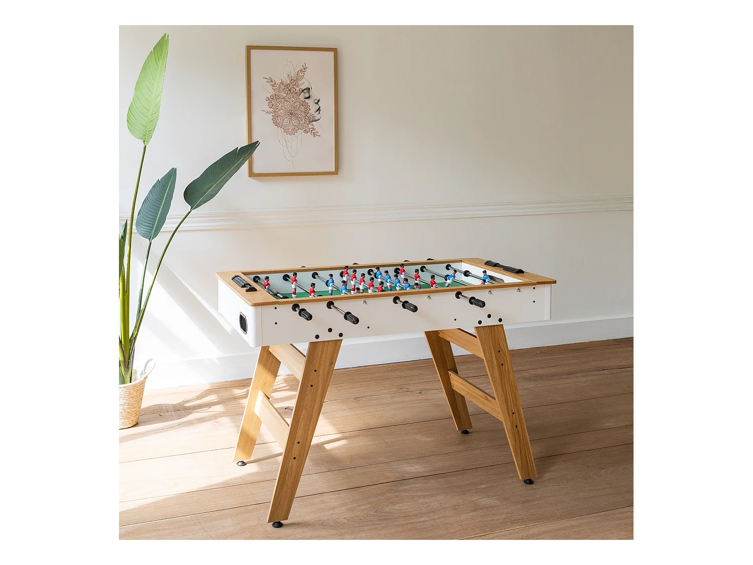 Baby-foot 120cm blanc et bois - HAPPY GARDEN