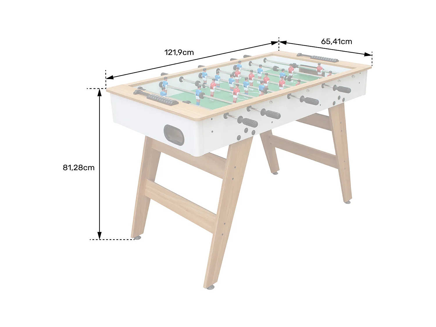 Baby-foot 120cm blanc et bois - HAPPY GARDEN