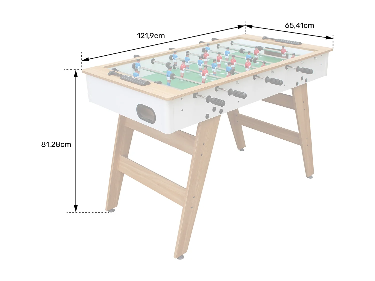 Baby-foot 120cm blanc et bois - HAPPY GARDEN