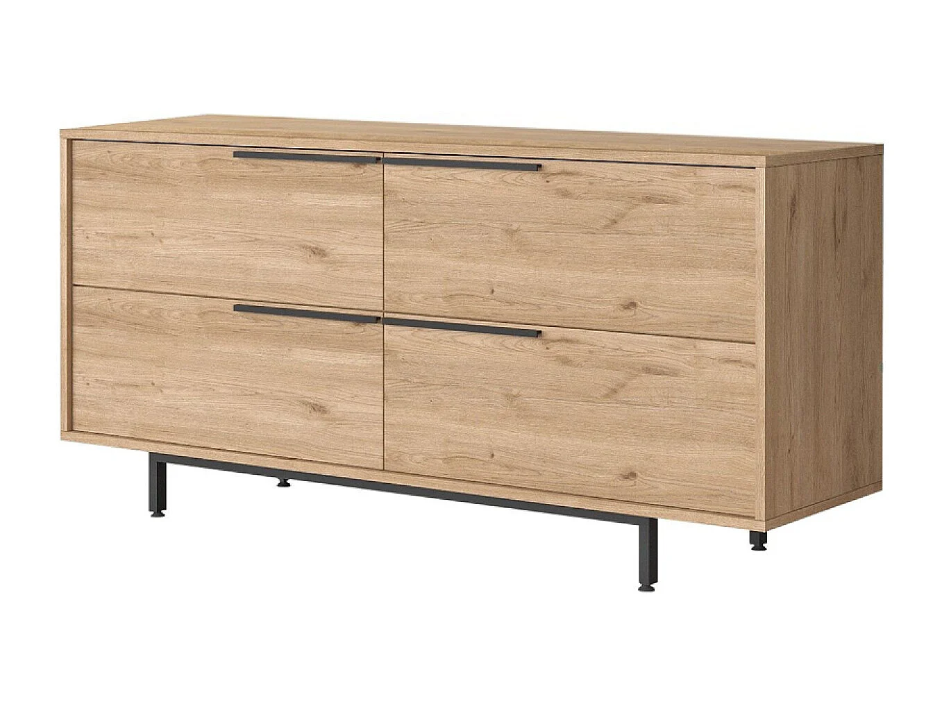 Buffet 4 portes finition bois et métal noir 160x75cm ABEY