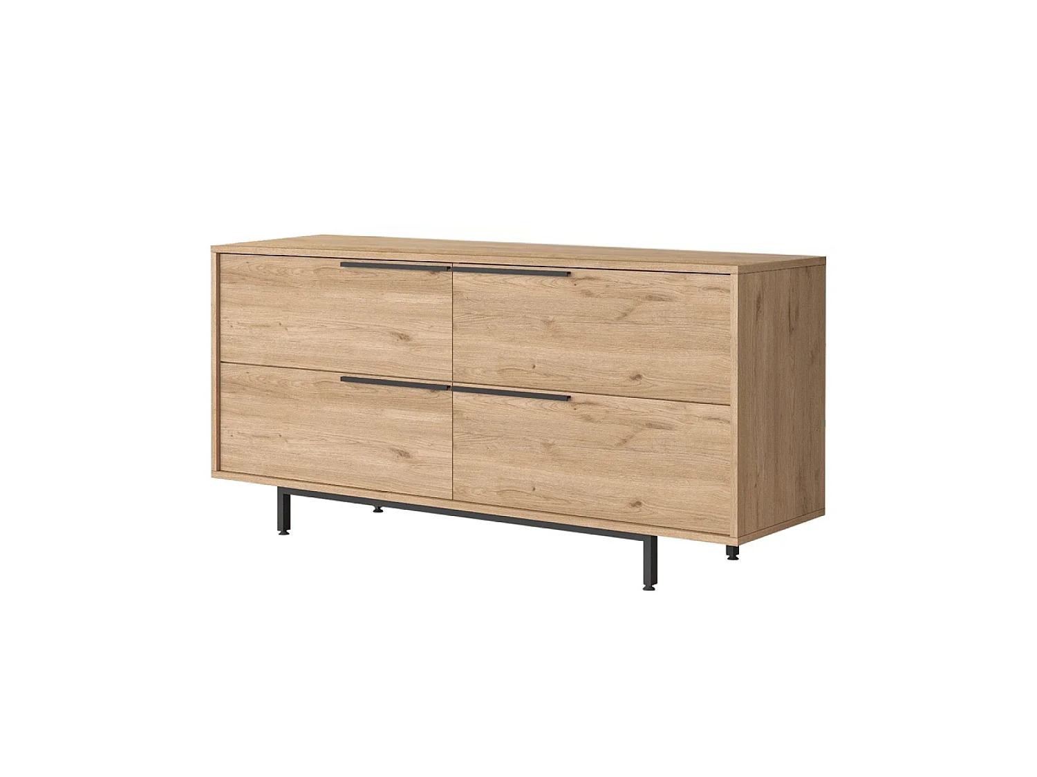 Buffet 4 portes finition bois et métal noir 160x75cm ABEY