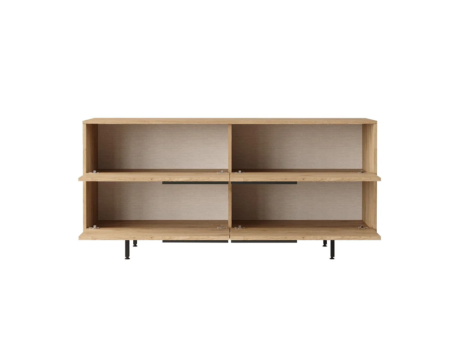Buffet 4 portes finition bois et métal noir 160x75cm ABEY