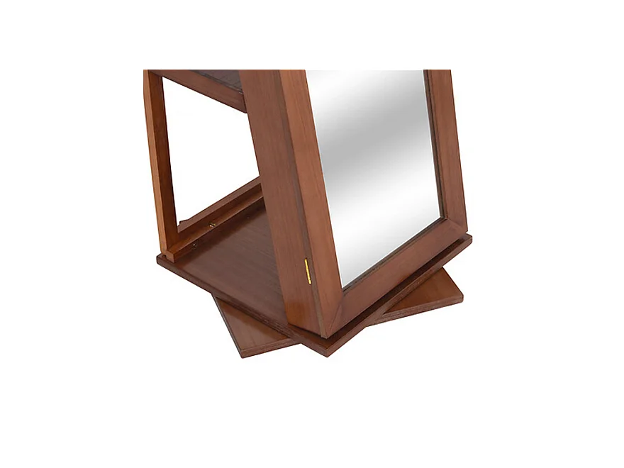 Armoire à bijoux , colonne rotative avec miroir LILIA coloris effet bois foncé - Longueur 38 x Profondeur 38 x Hauteur 164 cm