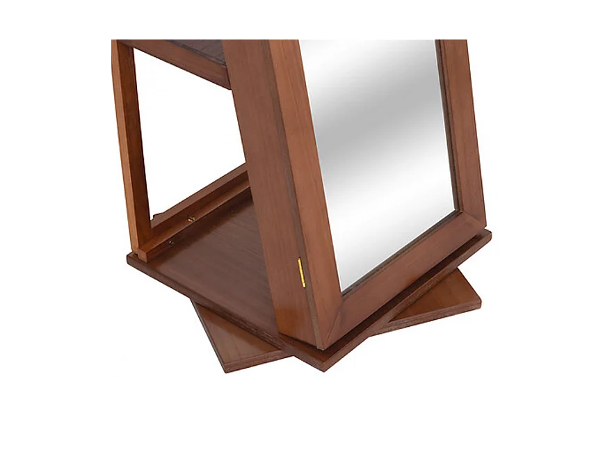 Armoire à bijoux , colonne rotative avec miroir LILIA coloris effet bois foncé - Longueur 38 x Profondeur 38 x Hauteur 164 cm