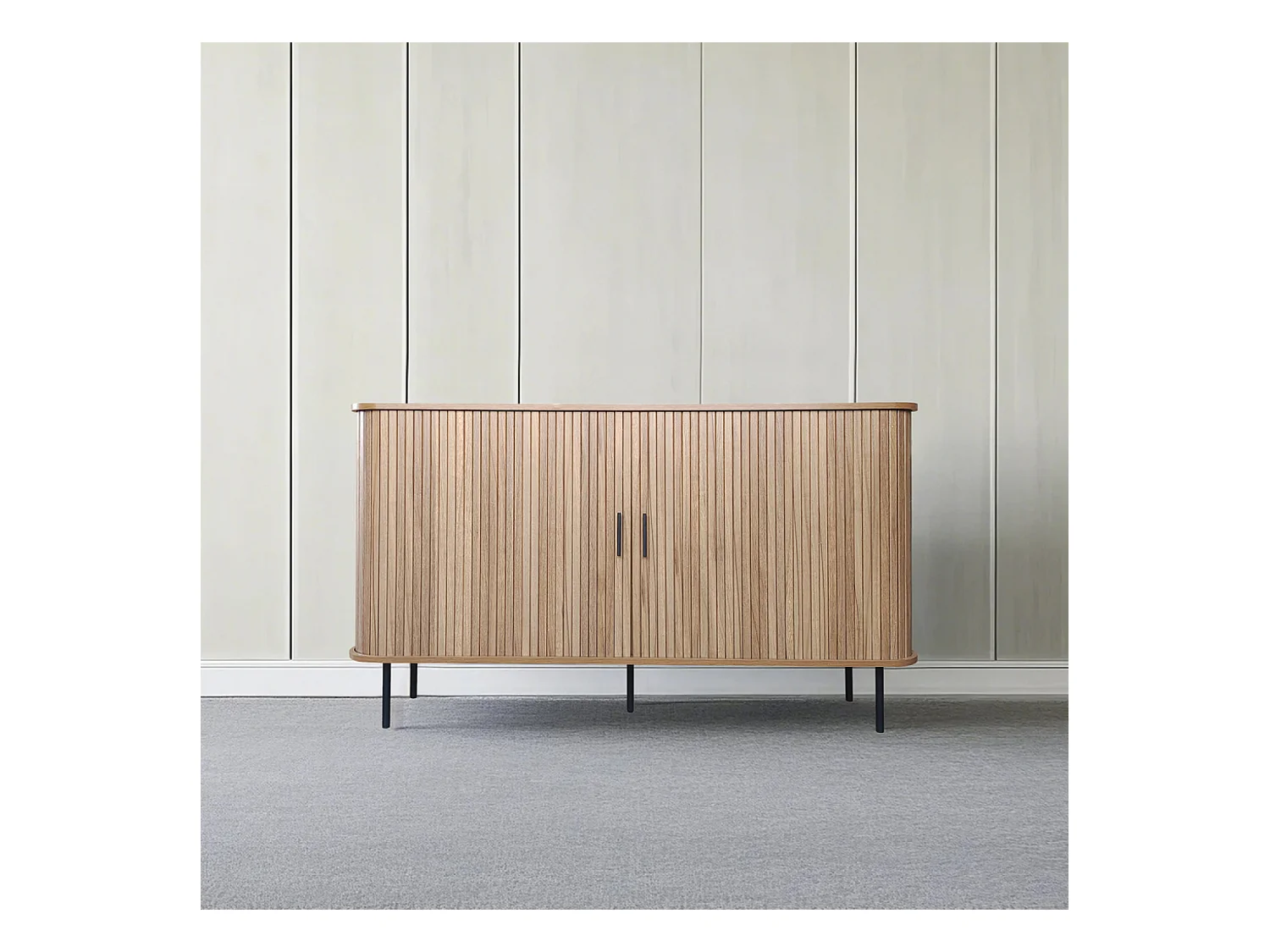 Buffet en bois cannelé à portes coulissantes 140cm SEMARANG