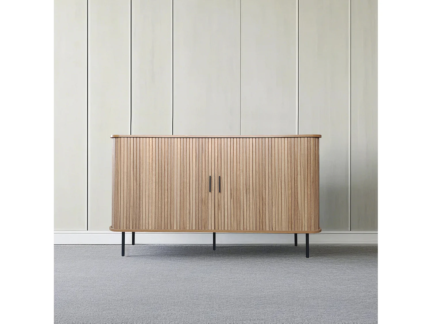 Buffet en bois cannelé à portes coulissantes 140cm SEMARANG