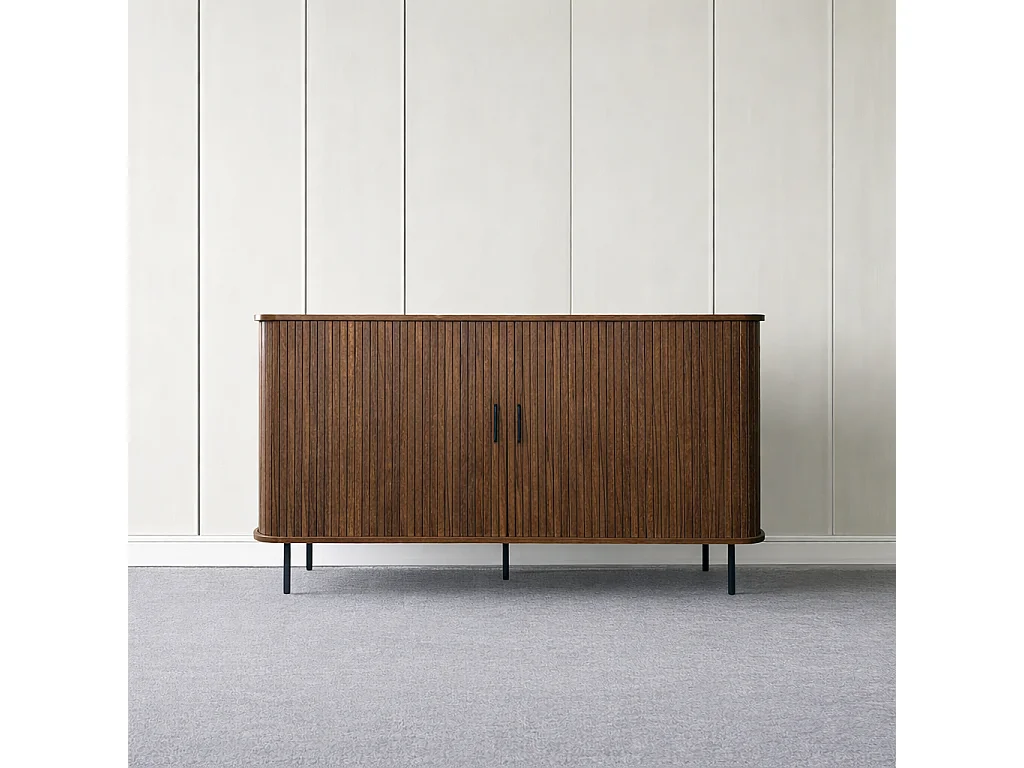 Buffet en bois cannelé à portes coulissantes 140cm SEMARANG