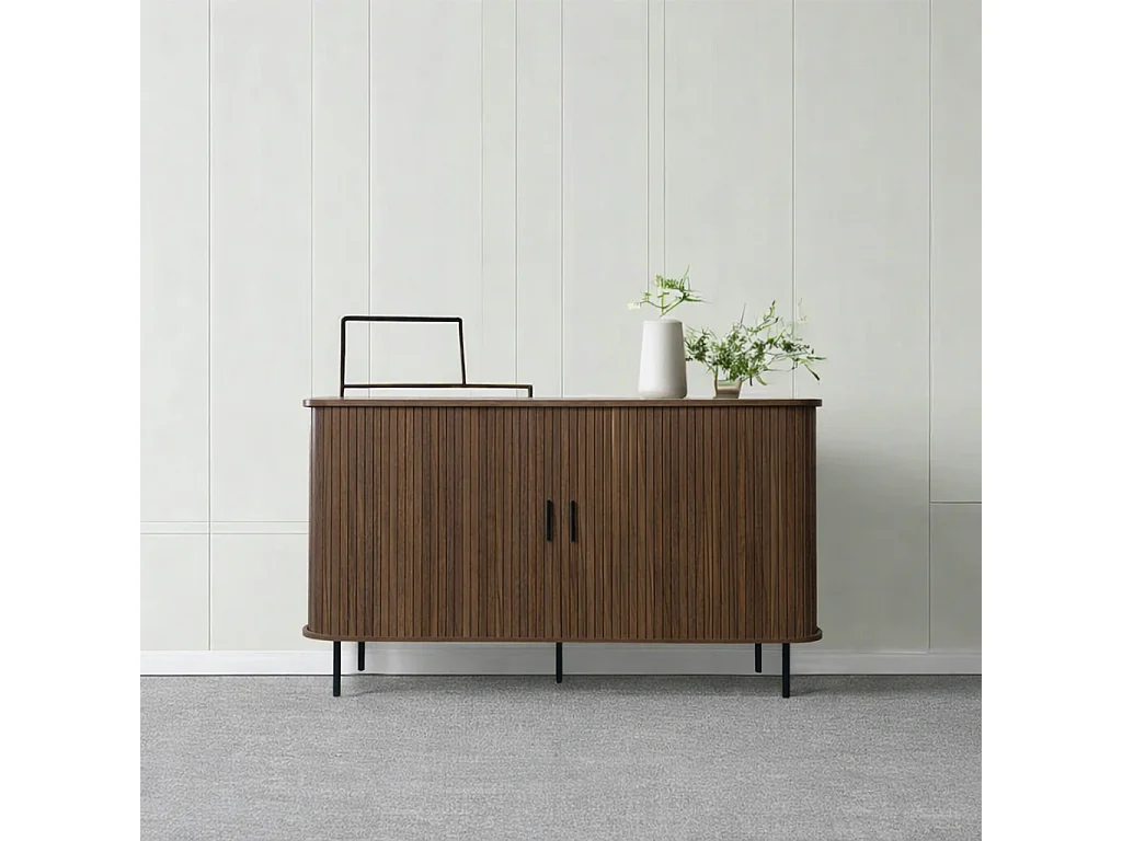 Buffet en bois cannelé à portes coulissantes 140cm SEMARANG