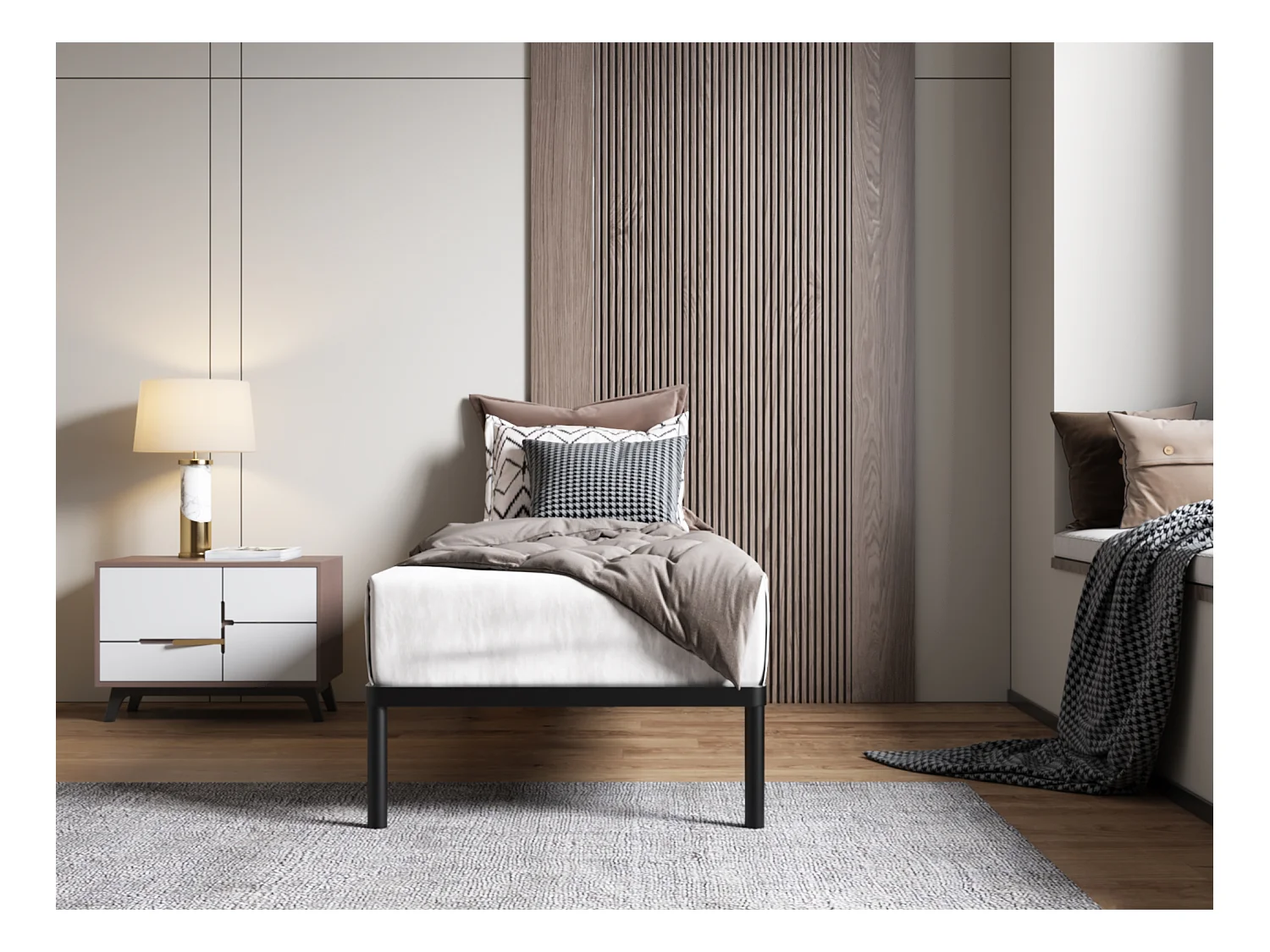 Sommier à lattes 80x200cm - Structure métal noir