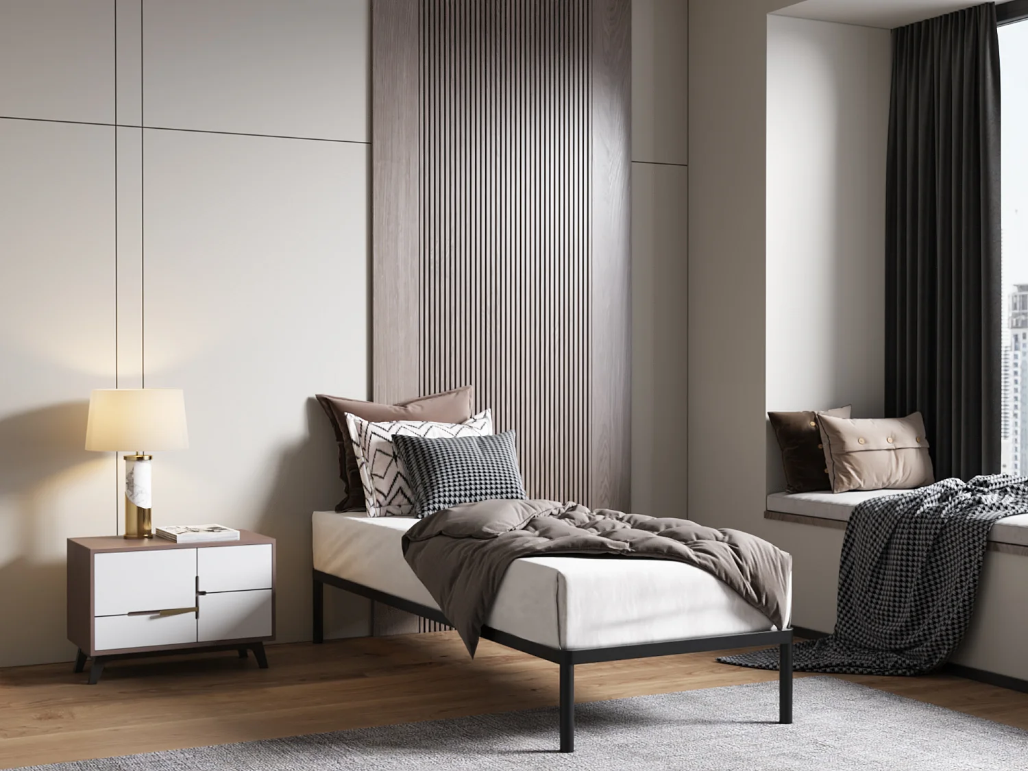 Sommier à lattes 80x200cm - Structure métal noir