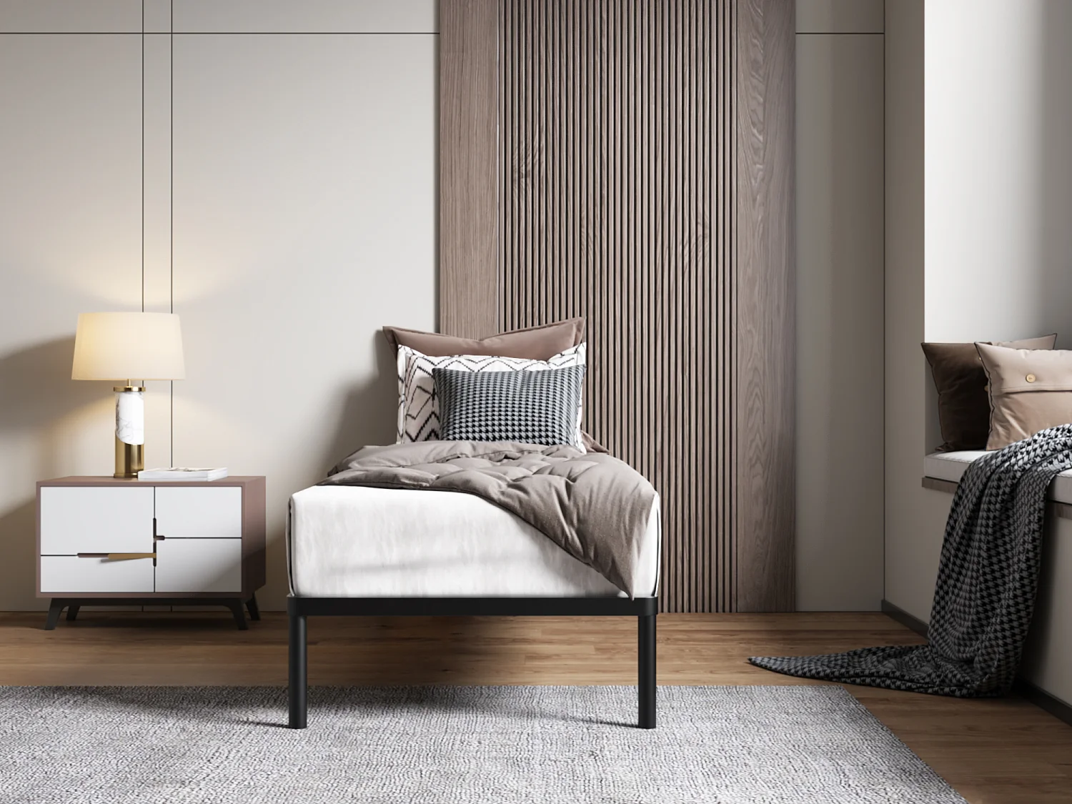 Sommier à lattes 80x200cm - Structure métal noir