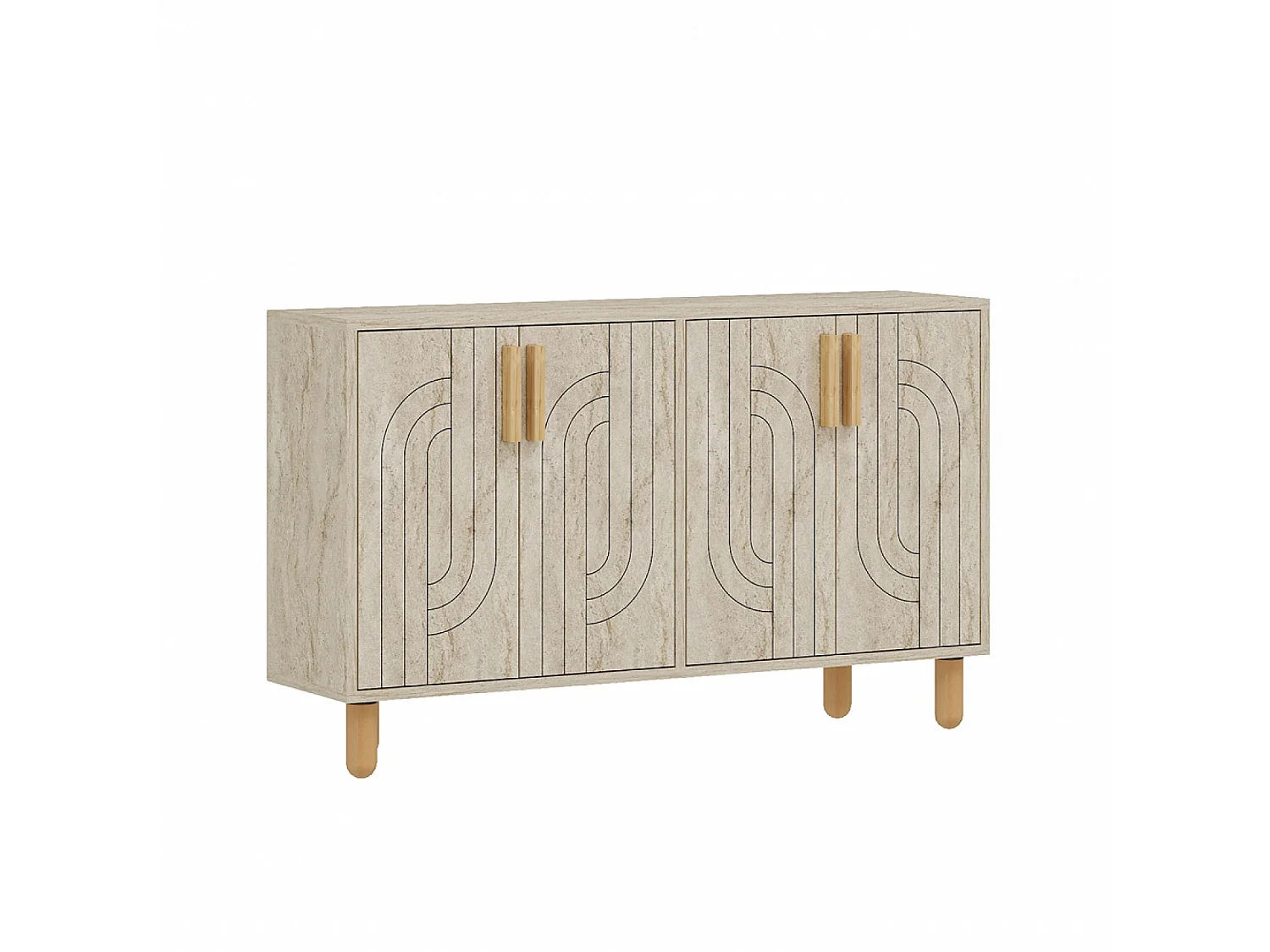 Buffet à 4 portes effet travertin nervuré 120x73cm RODY