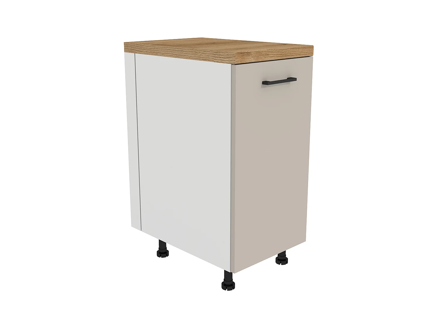 VARIO - Ensemble de meubles de cuisine – 200 cm – Cachemire – Plan de travail chêne – Sans électroménager