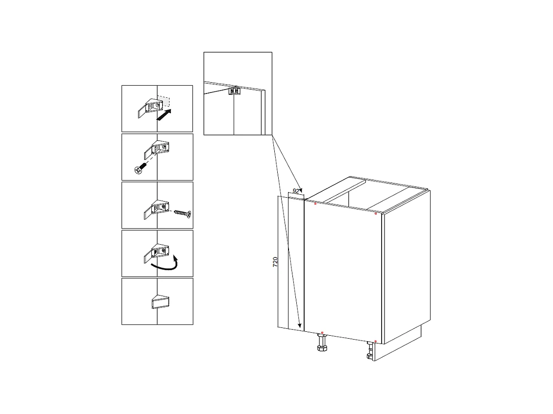 VARIO - Ensemble de meubles de cuisine – 200 cm – Cachemire – Plan de travail chêne – Sans électroménager