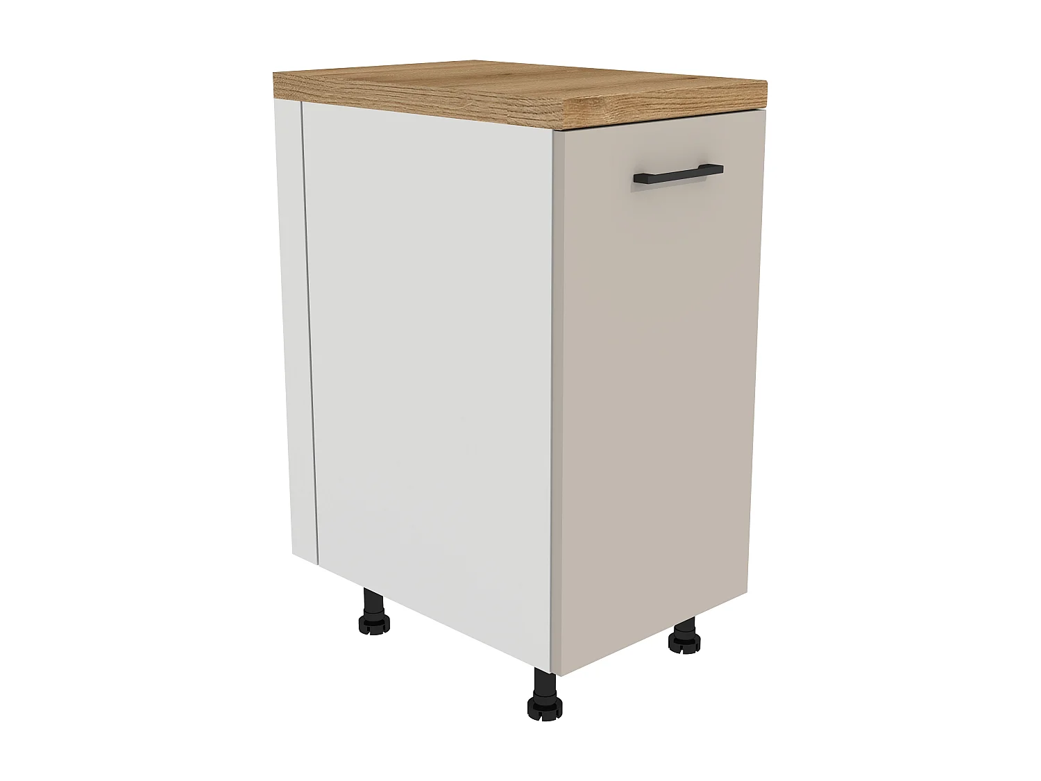 VARIO - Ensemble de meubles de cuisine – 200 cm – Cachemire – Plan de travail chêne – Sans électroménager