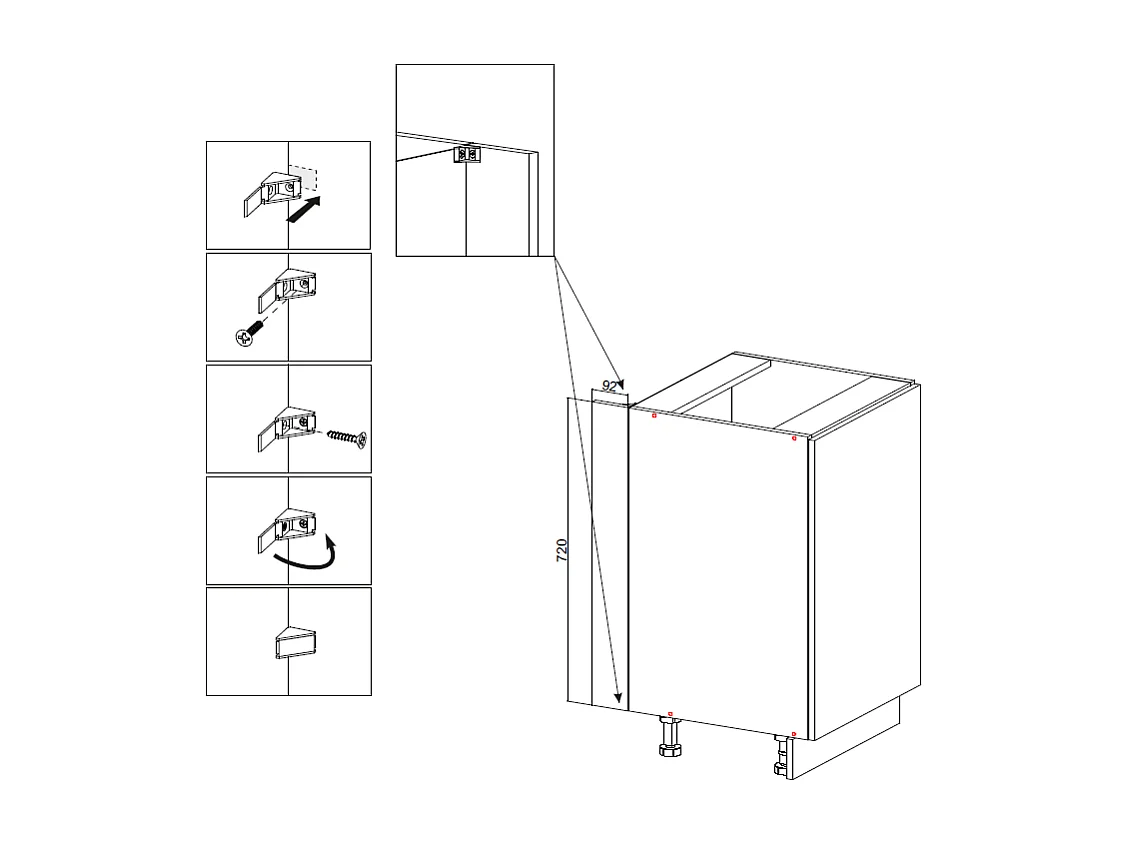 VARIO - Ensemble de meubles de cuisine – 200 cm – Cachemire – Plan de travail chêne – Sans électroménager