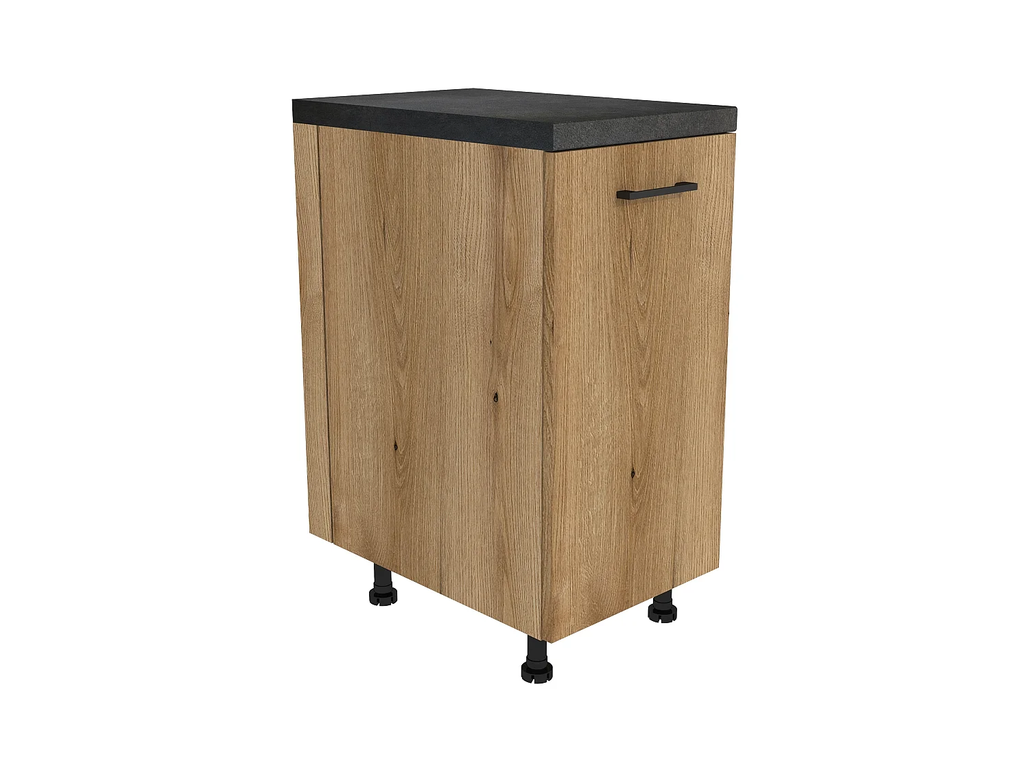 Zestaw Mebli Kuchennych VARIO | Czarny/Dąb Evoke | 200x48,5x154 cm | Nowoczesny wygląd