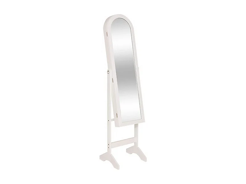 Armoire à bijoux avec miroir LILI coloris Blanc- Longueur 38 x Profondeur 34 x Hauteur 158 cm