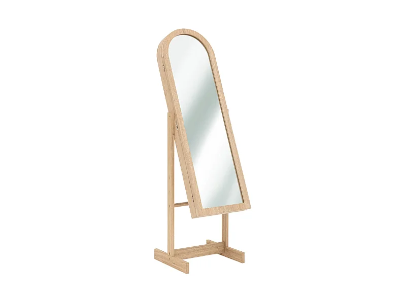 Armoire à bijoux avec miroir NORA coloris effet bois naturel - Longueur 42 x Profondeur 37,5 x Hauteur 145 cm