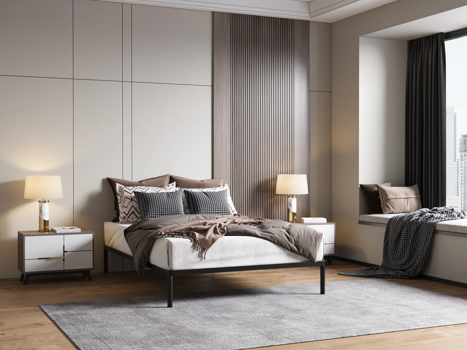 Sommier à lattes 140x200cm - Structure métal noir