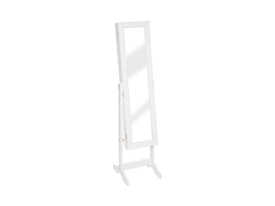 Armoire à bijoux avec miroir LOLA coloris blanc Longueur 37 x Profondeur 34,5 x Hauteur 146,8 cm