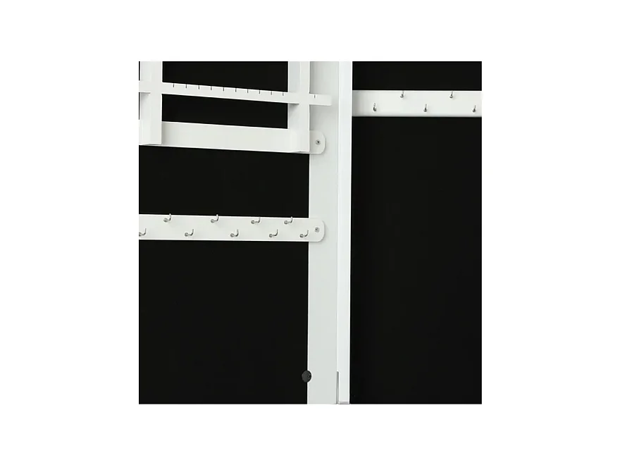 Armoire à bijoux avec miroir LOLA coloris blanc Longueur 37 x Profondeur 34,5 x Hauteur 146,8 cm