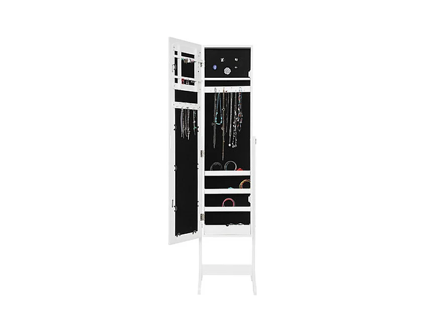 Armoire à bijoux avec miroir LOLA coloris blanc Longueur 37 x Profondeur 34,5 x Hauteur 146,8 cm