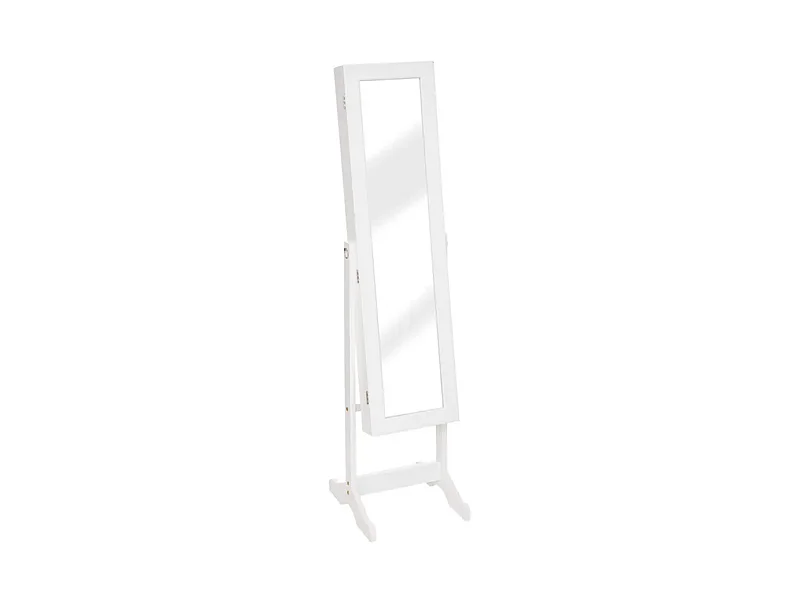 Armoire à bijoux avec miroir LOLA coloris blanc Longueur 37 x Profondeur 34,5 x Hauteur 146,8 cm