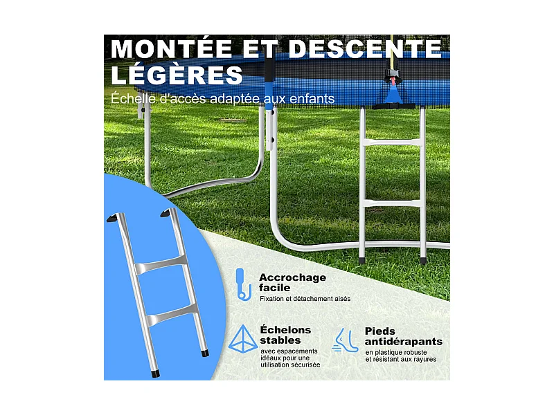 Trampoline avec filet de sécurité 305 cm - Jouet pour enfants pour le sport, la maison et l'extérieur Avec base sécurisée et protection anti-rouille