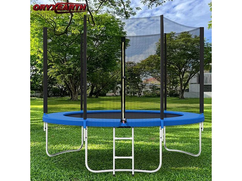 Trampolín con red de seguridad de 305 cm - Juguete infantil para deportes, hogar y exterior con base segura y protección antióxido