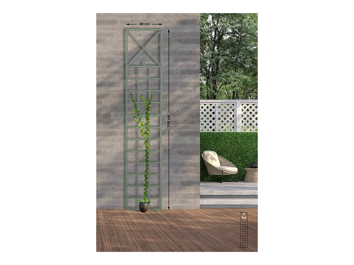 Set de 2 treillis métal argentée 40 x 1 x 198 cm 10_0003850